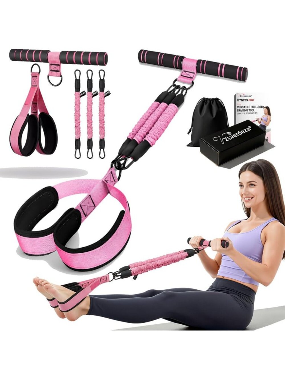 Adjustable Resistance Bands with Handles for Full Body Workout - Home Gym